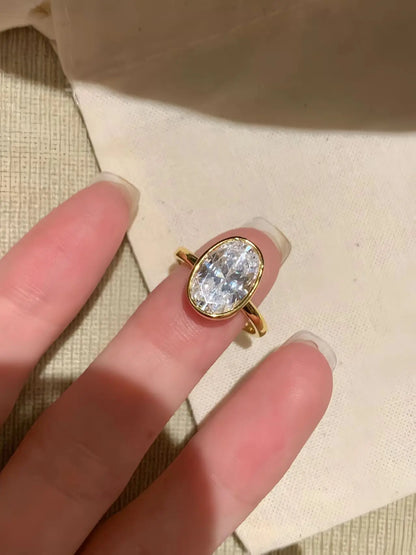 925 Sterling Silver Zircon Fashionable Delicate Simple Oval Ring for Women Engagement Wedding Luxury High Quality Fine Jewelry