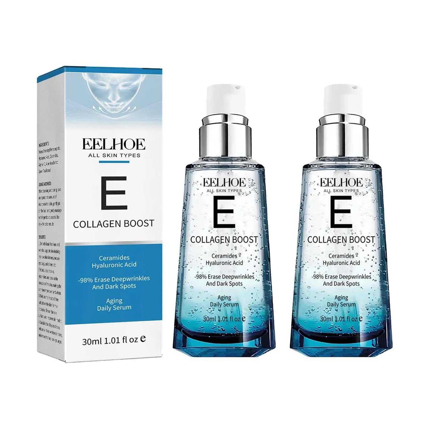 EELHOE 30ml Collagen Boost Aging Serum Firming Skin Fade Fine Lines Wrinkles Dark Spots Correcting Nourishing Essence Skin Care