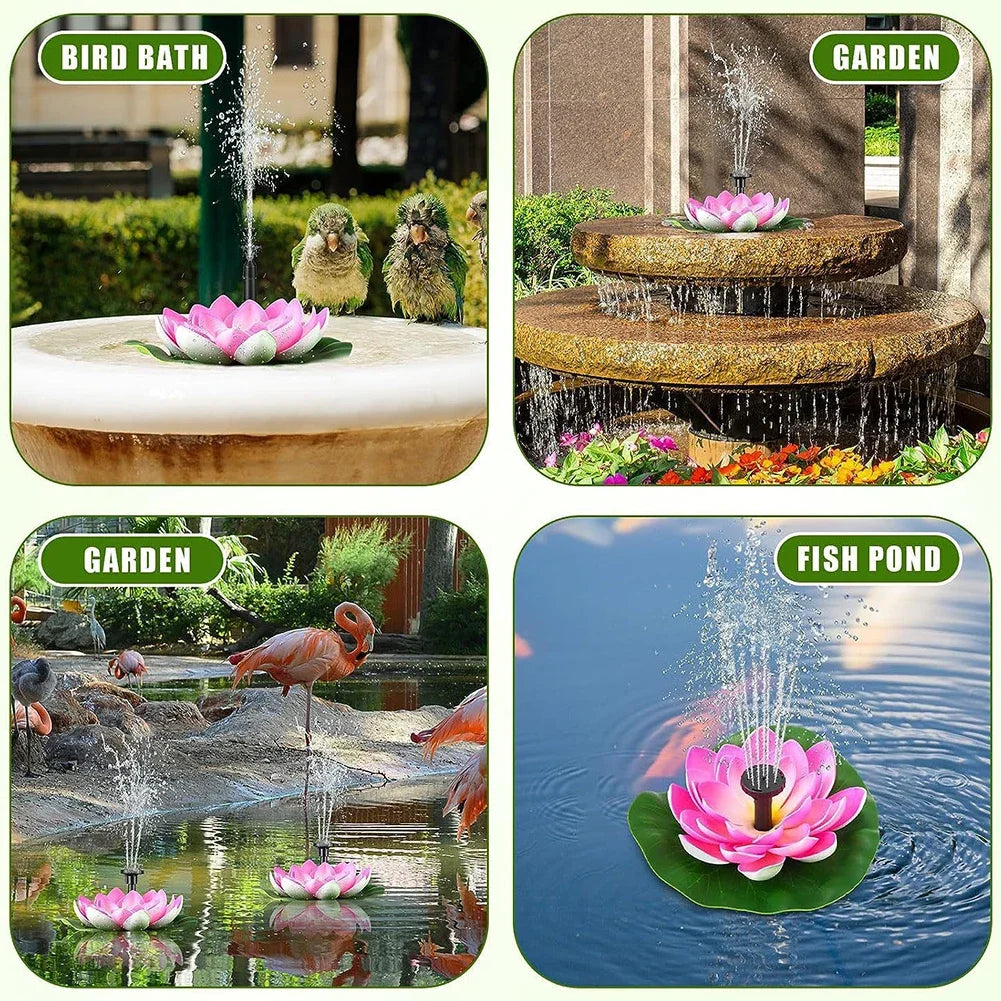Solar Rotating Lotus Floating Fountain Outdoor Garden for Garden Bird Bath, Pond Decoration, Waterscape Garden Decoration - AMULET RING STORE