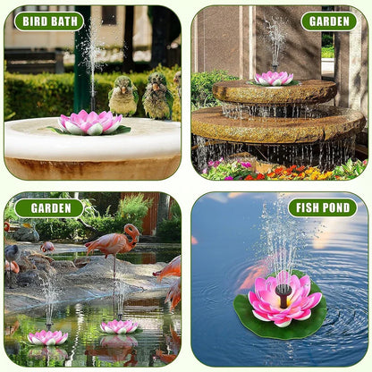 Solar Rotating Lotus Floating Fountain Outdoor Garden for Garden Bird Bath, Pond Decoration, Waterscape Garden Decoration - AMULET RING STORE