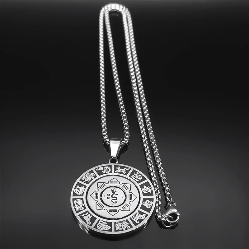 Buddhism Chinese Zodiac Lotus Rotatable Necklace for Men Women AMULET RING STORE