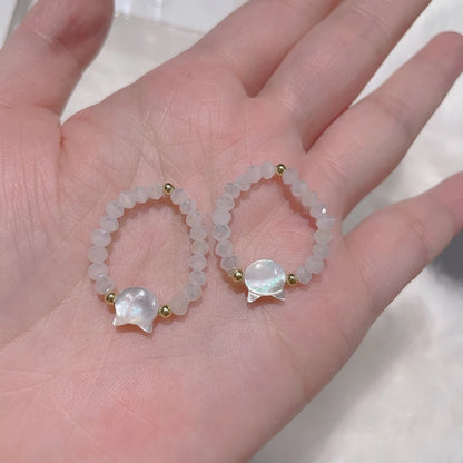 Natural Moonstone Obsidian Rings Beads Minimalist Fidget Ring Handmade Cute Black White Cat Ring Women Party Accessories Jewelry