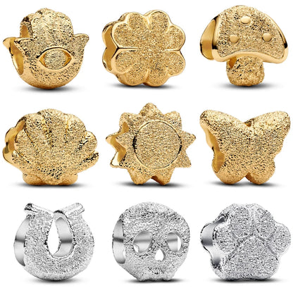 New Mini Series Charm Sun Horseshoe Clover Butterfly Mushroom Beads Fit Original Pan Bracelet DIY Women Jewelry Christmas Gifts - AMULET RING STORE