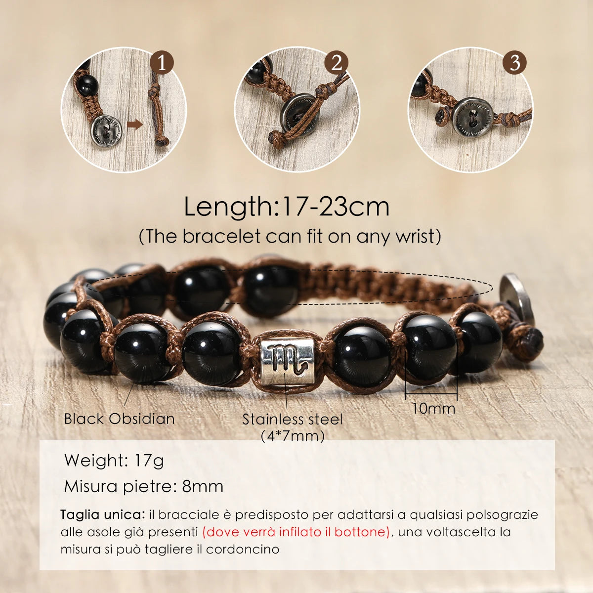 12 Zodiac Natural Stone Obsidian Hand-Woven Bracelets Cancer  Pisces Men's Bracelets Couples Friendship Jewelry pulseras hombre