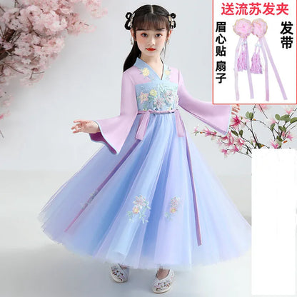 Summer Girls' Hanfu Dress Princess Costume Children's Dresses Kids Vintage Party Baby Girl Dress Cosplay Girls Clothes Vestidos