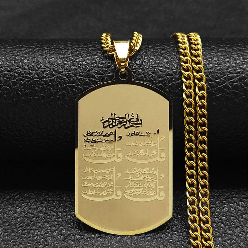 2024 Muslim Islamic Quran Stainless Steel Chain Necklace Women/Men Gold Color Necklaces Pendants Jewelry gargantilla N2279S05