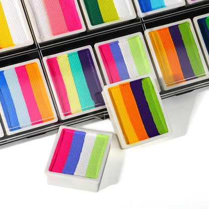 Bowitzki Face Paint 12x10gm Professional Body Paint Kit For Kids Adults Stencil One Stroke Split Cake Rainbow Makeup - AMULET RING STORE