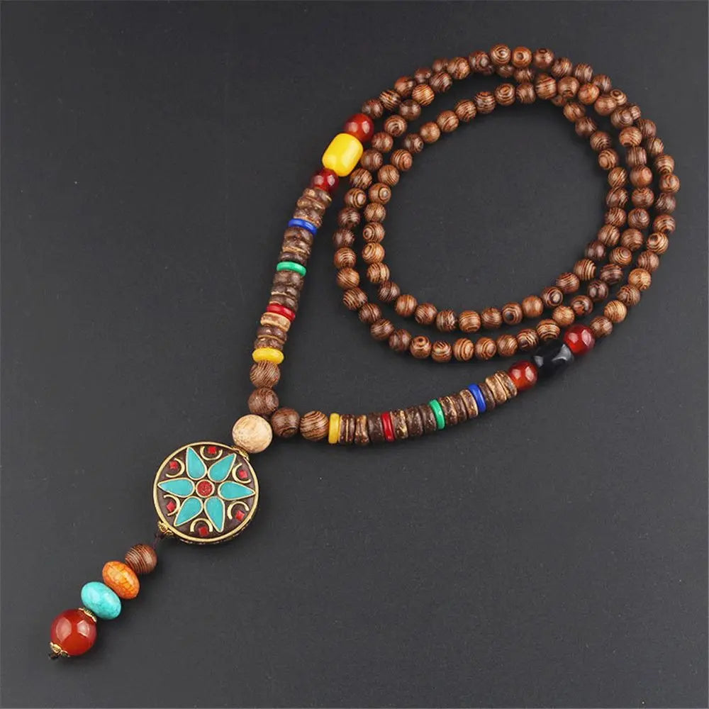 Fashion Long Sweater Pendant Chain Wooden Beaded Tassel Boho Bohemian Necklace Jewelry Nepal Wood Beads Pendant Necklace