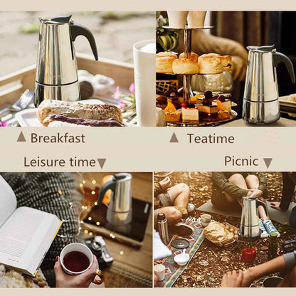 Coffee Pot Stainless Steel Moka Pot Italian Coffee Maker 9 cup 15 OZ Stovetop Espresso Maker for Gas or Electric Ceramic Stove