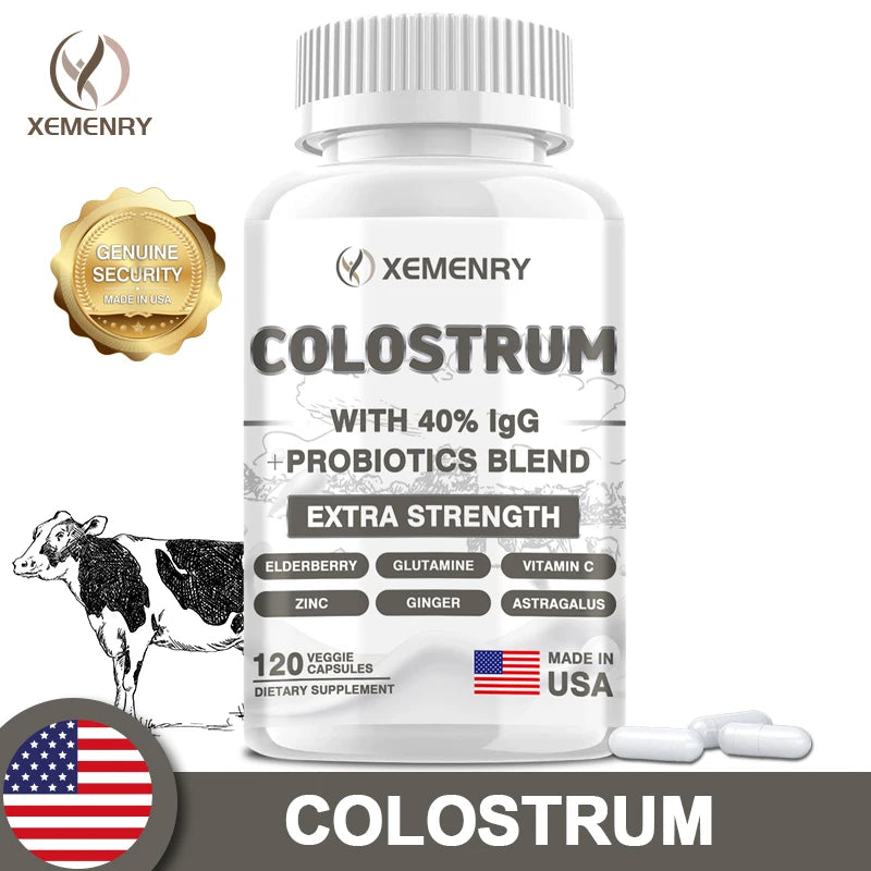 Colostrum Capsules - 40% LgG - Support Intestinal and Digestive Health, Hair, Nails, Skin and Muscle Health - AMULET RING STORE