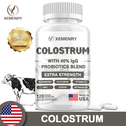 Colostrum Capsules - 40% LgG - Support Intestinal and Digestive Health, Hair, Nails, Skin and Muscle Health - AMULET RING STORE