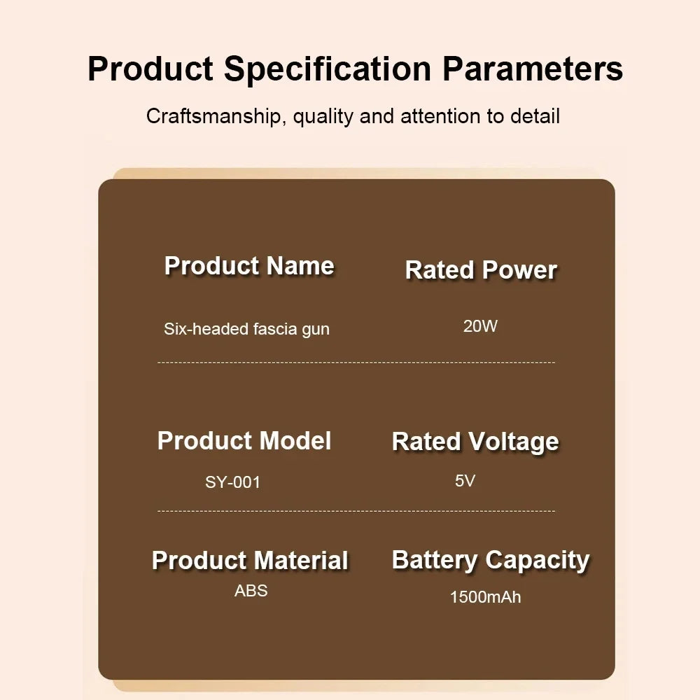 Fascia Gun Six Heads Massage Gun Deep Tissue Muscle Relaxation Body Neck Pain Relief Cervical Spine Massager