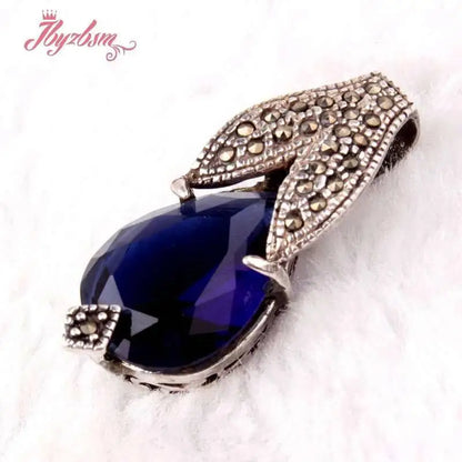 12x16mm Drop Stone Beads Marcasite White Tibetan Silver For Women New Year Christmas Gift Fashion Trendy Pendant 1 Pcs