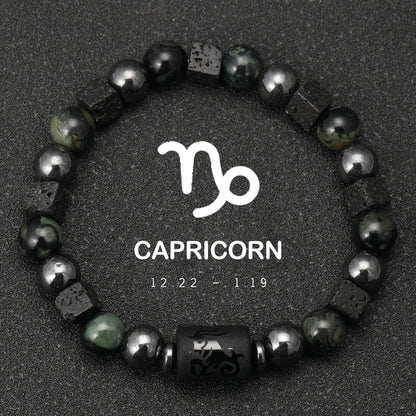 12 Zodiac Signs Natural Stone Bracelets Taurus Cancer Virgo Pisces Bracelets Ladies Men Couples Gift Bracelet aquarius