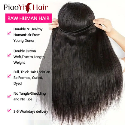 12A Double Drawn Straight Human Hair Bundle 100% Raw Human Hair 20 22 24Inch Unprocessed Virgin Human Hair Extension Top Quality