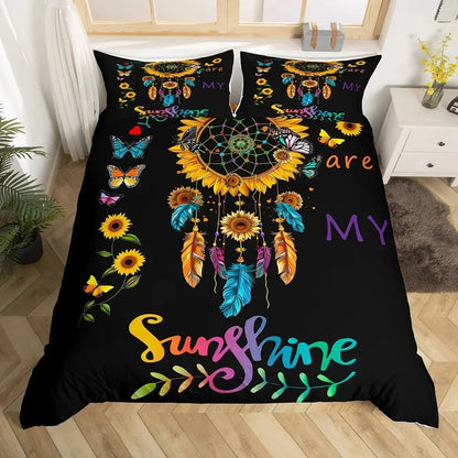 Dream Catcher Bedding Set Boho Mandala Duvet Cover Twin King,Exotic Tribal Feather Comforter Cover Starry Sky Galaxy Quilt Cover