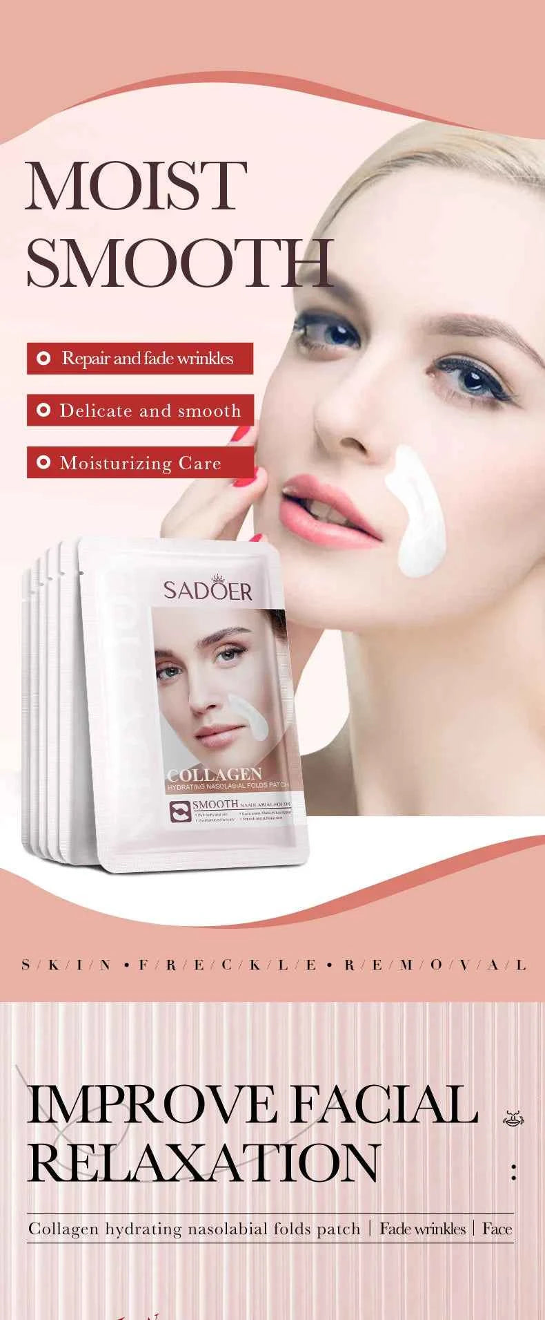 Collagen Firming Laugh Lines Patches Instant Wrinkle Remover Fade Fine Lines Facial Mask Anti-aging Brighten Repair Skin Care