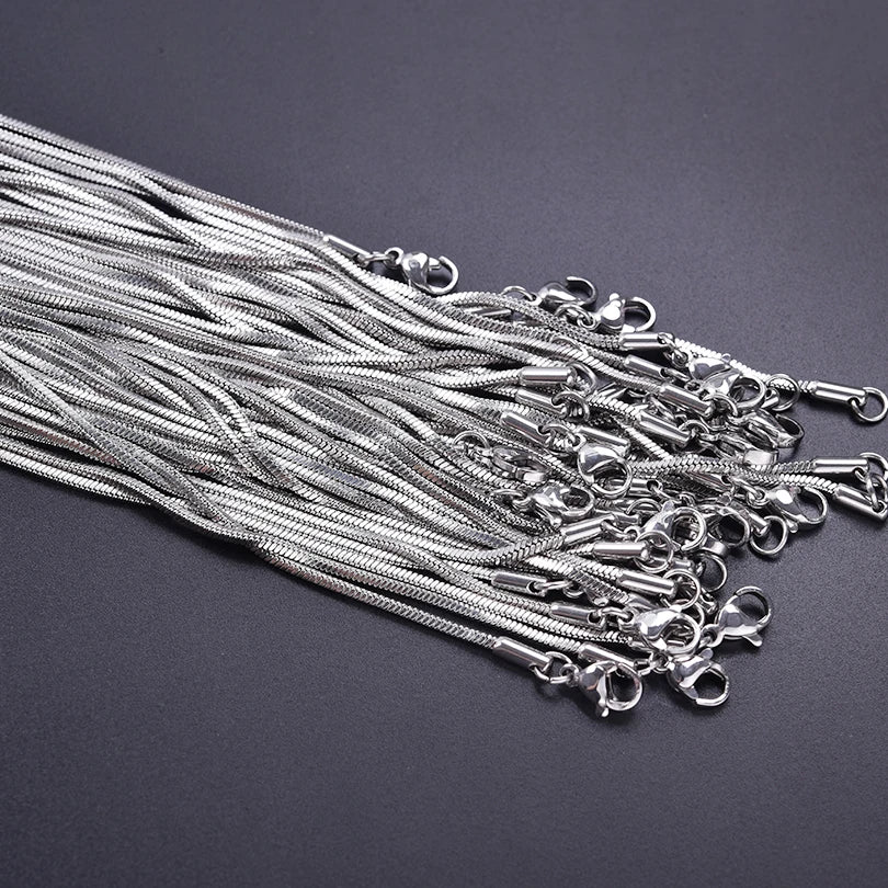 Wholesale 45/50/60/70cm Snake Chain Necklace Stainless Steel Necklaces For Women Men Accessories Vintage Jewelry Collares Hombre - AMULET RING STORE