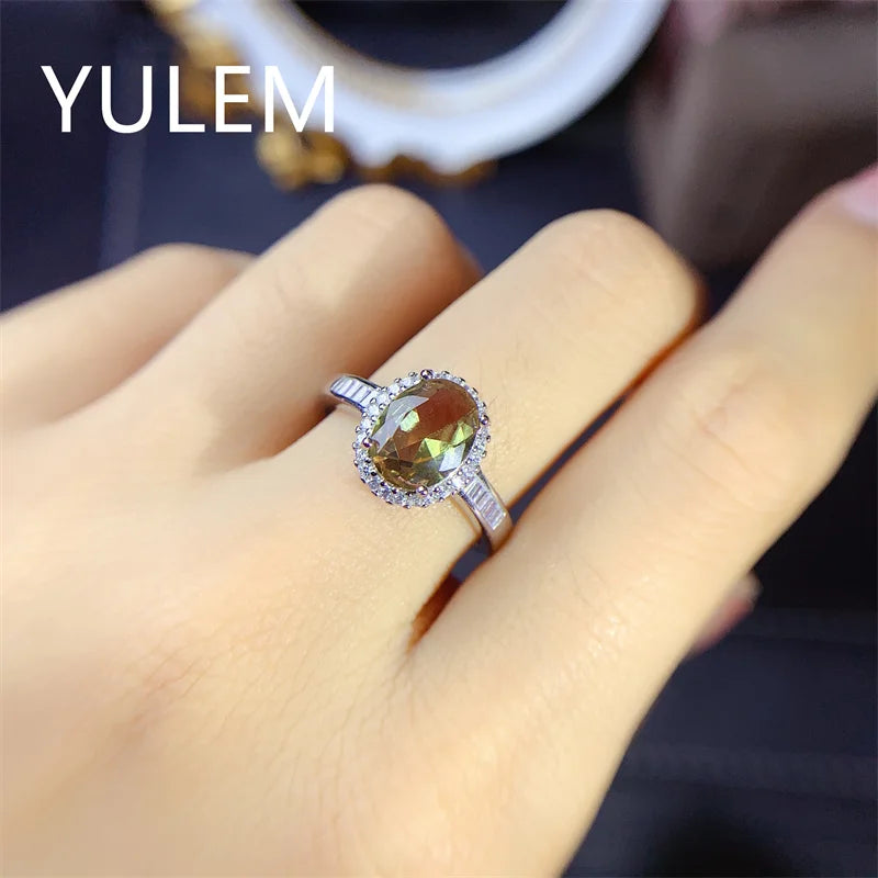 YULEM  Lab Grown Color Variation Alexandrite Ring 925 Sterling Silver, Engagement, Wedding Ring Ladies Anniversary Gift