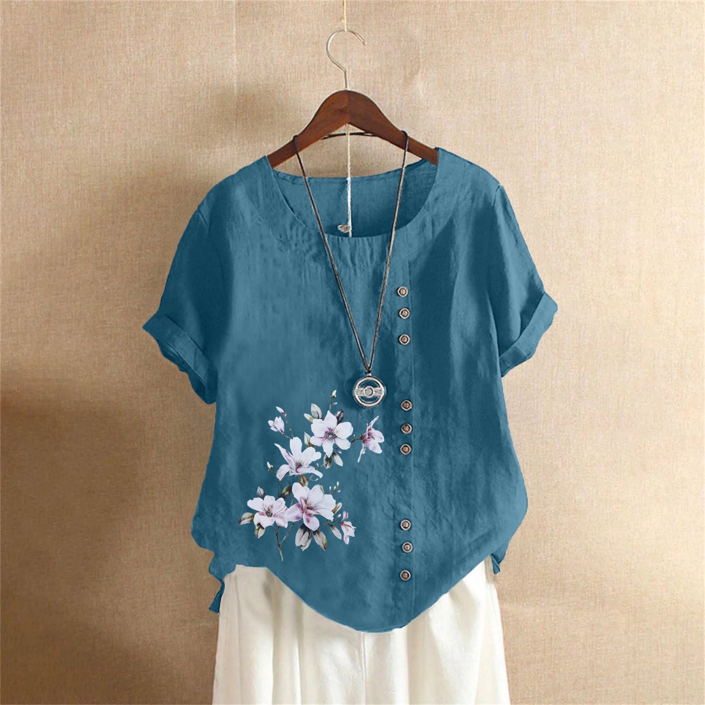 Cotton Linen T Shirt Women's Clothing Summer Retro Ladies Tops Tee Casual Loose Short Sleeve T-shirt Woman Ropa Blusas Tshirt