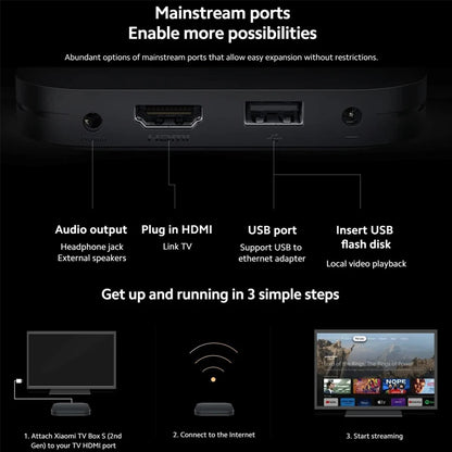 Xiaomi TV Box S 2nd Gen 4K Ultra HD Streaming Media Player Google TV Box WiFi Bluetooth 5.2 Dolby Vision HDR10+ TV Play Box - AMULET RING STORE