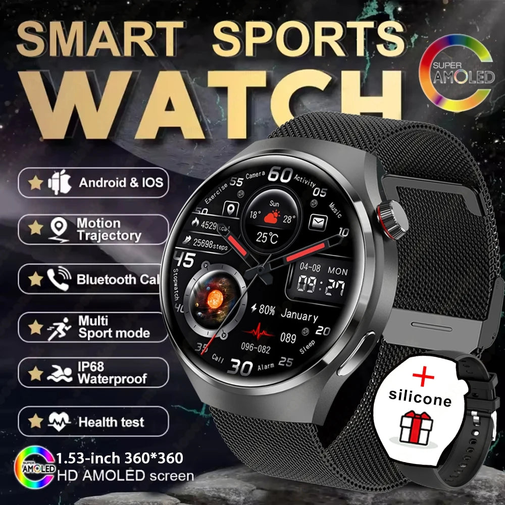 2025 New For HUAWEI GT Series Smart Watch Men AMOLED Screen Heart Rate Health Monitoring Bluetooth Call Business Smartwatch Man