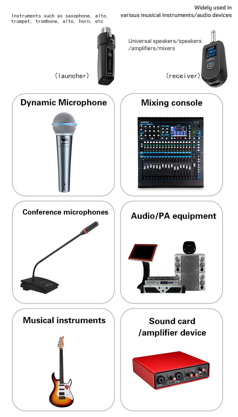 Wireless Microphone Converter XLR or 6.5 Transmitter and Receiver Microphone Wireless System for Dynamic Microphone