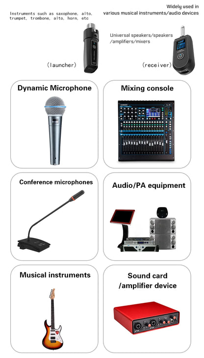 Wireless Microphone Converter XLR or 6.5 Transmitter and Receiver Microphone Wireless System for Dynamic Microphone