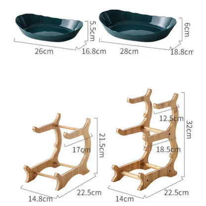 2/3 Layer Table Plates Dinnerware Wooden Kitchen Fruit Bowl with Floors Partitioned Dish Candy Cake Trays Fruit Plate Salad Bowl - AMULET RING STORE
