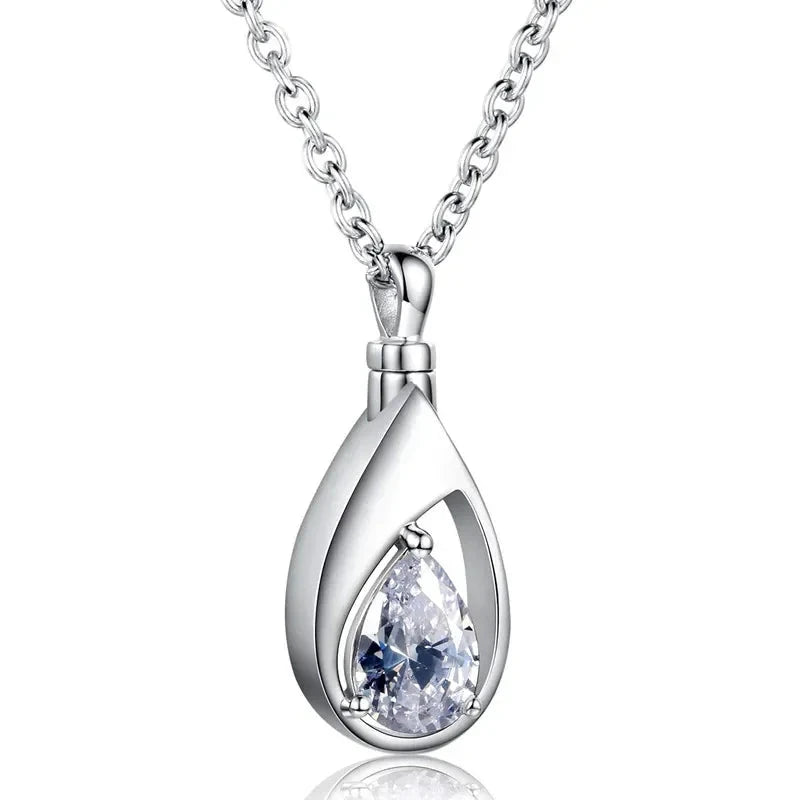 Huitan Elegant Water-drop CZ Pendant Necklace for Women Charming Delicate Neck Accessory Trendy Graceful Jewelry for Engagement - AMULET RING STORE