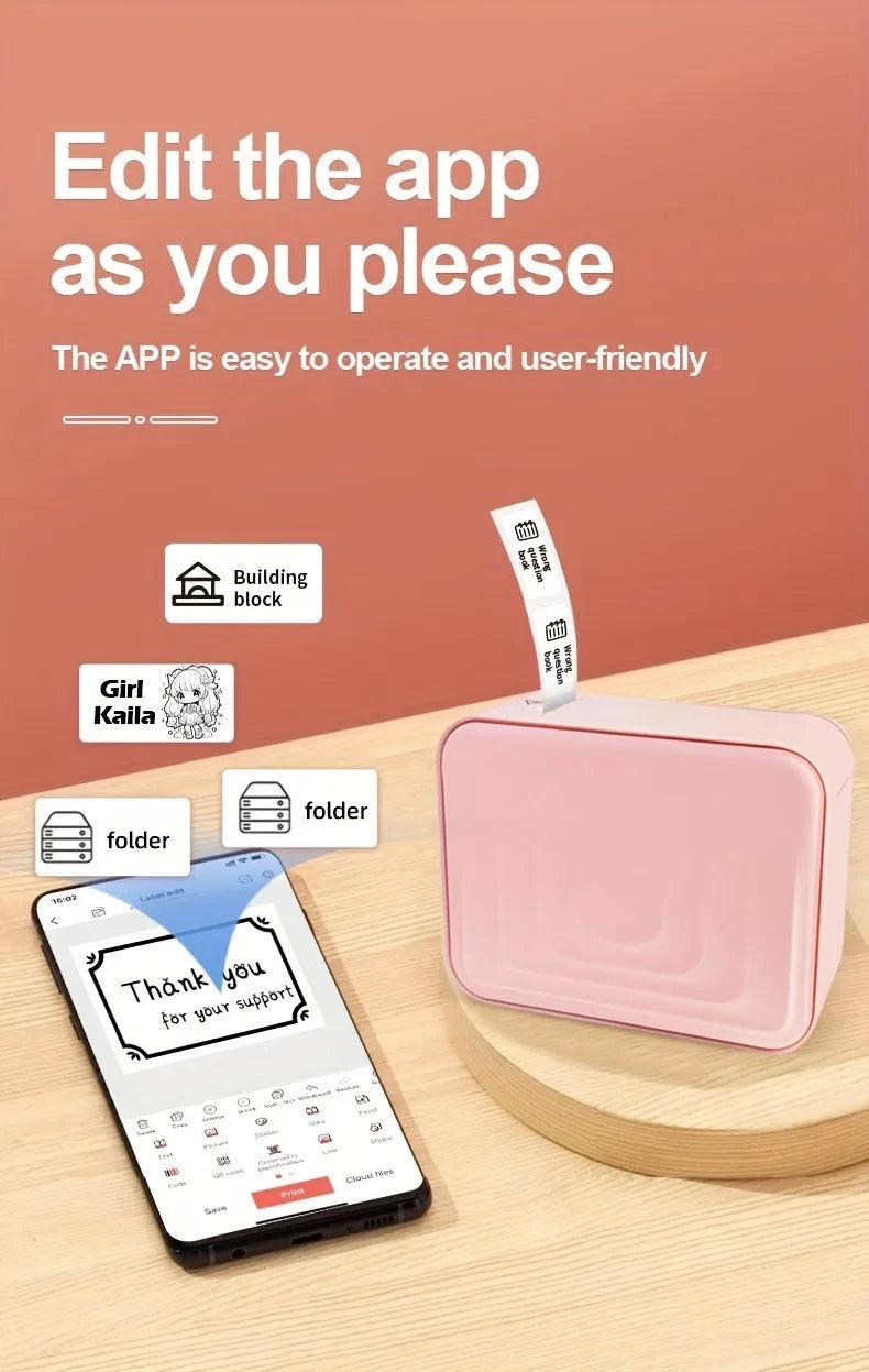 Marklife Portable Label Maker M1Thermal Label Printer Bluetooth Sticker Printer with 1 Roll Self-adhesive Label Paper