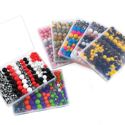 117pcs/Lot Hexagonal Printed/Round/Spacer Bead/Rhinestone Combination Set For Jewelry DIY Bracelet Necklace Earring Accessories - AMULET RING STORE