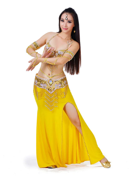 Hot Selling Ladies Beaded Sequins Belly Dance Accessories Belts + Bra Samba Costume Club Bra