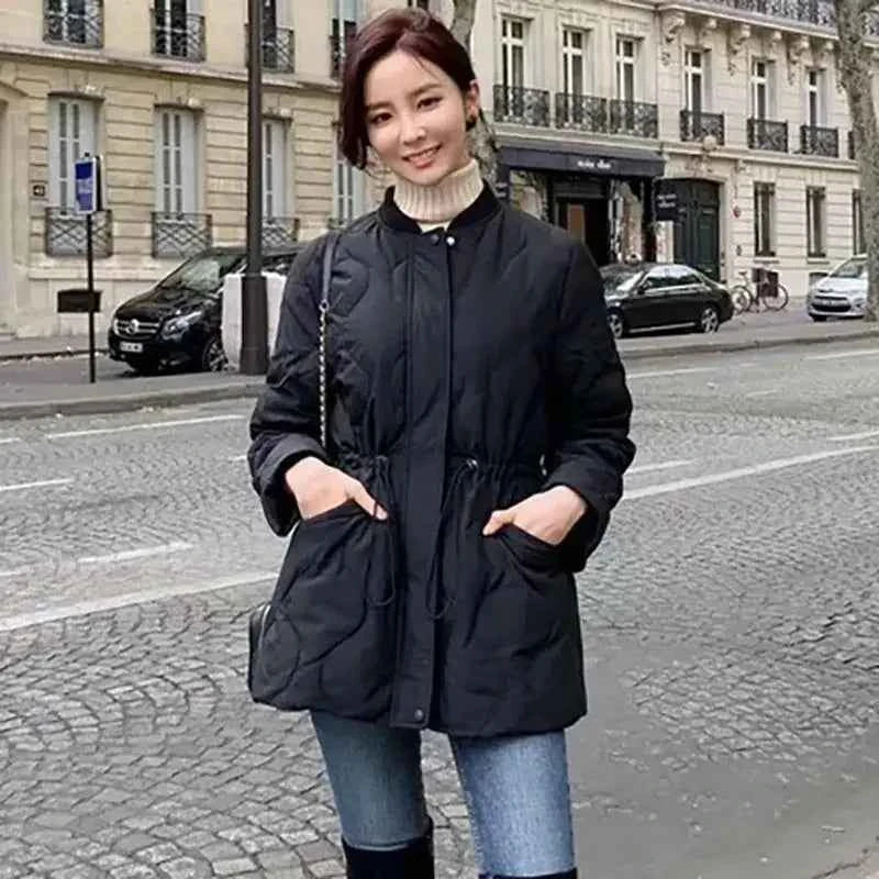 Quilted Padded Overcoat Female Coats Black Duck Down Women's Jacket Thick Padding Long Winter Promotion Offers Elegant Classy In