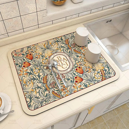 Large Kitchen Super Absorbent Mat Coffee Dish Draining Mat Drying Mat Quick Dry Bathroom Drain Pad Kitchen Faucet Placemat - AMULET RING STORE