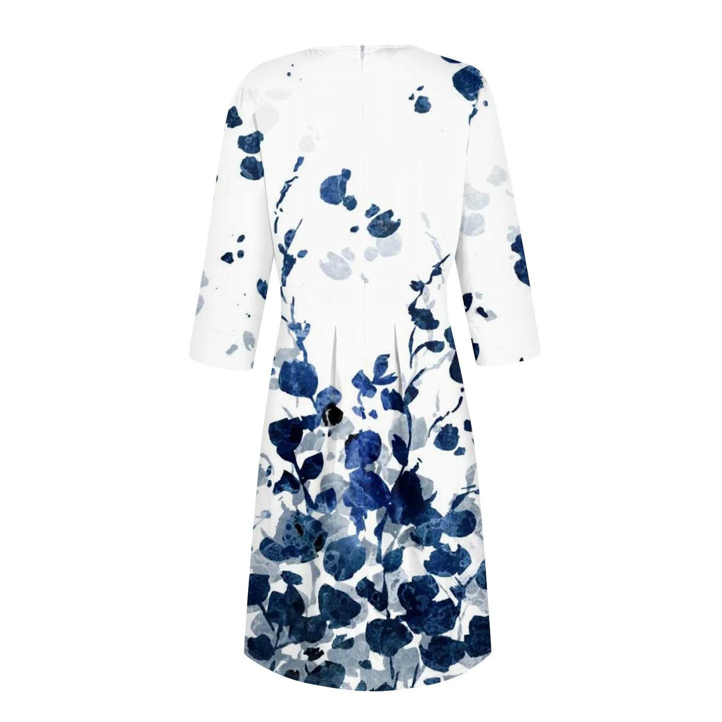 Traf Women 2025 Women'S Casual And Fashionable 3/4 Sleeve Pocket With Back Zipper Dress