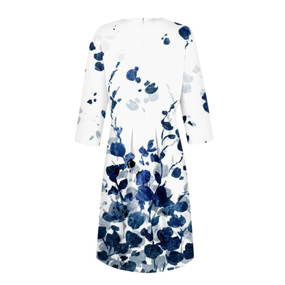 Traf Women 2025 Women'S Casual And Fashionable 3/4 Sleeve Pocket With Back Zipper Dress