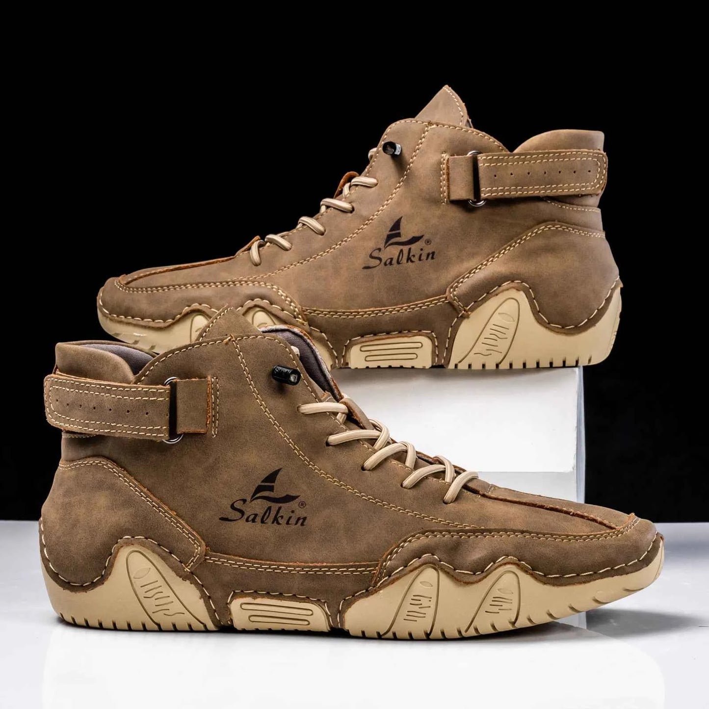 New 2025 Handmade Leather Casual Men Shoes Design Sneakers Man Breathable Leather Shoes Men Ankle Boots Outdoor