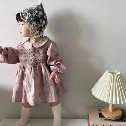 2024 New Autumn 0-3Yrs Kids Princess Dress Baby Bodysuits Long Sleeved Cotton Print Infant Baby Girls Party Dress Sister Clothes