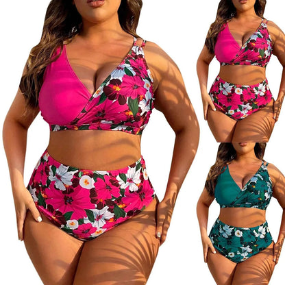 2024 New Plus Size Bikini Sets For Women Swimsuit Large Bathing Suits Two-Piece High Waist Push Up Bikini Set Sexy Separate