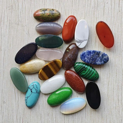 Fashion Mix natural Stone oval cabochons beads diy Jewelry accessories making 15x30mm Wholesale 20pcs/Lot fast shipping - AMULET RING STORE