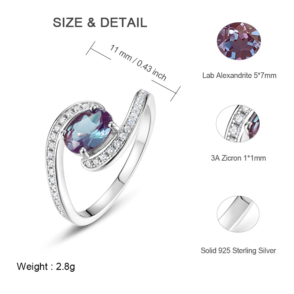 ALLNOEL 925 Sterling Silver Alexandrite Ring For Women Exquisite Style Fashionable Engagement rings Wedding Luxury diamond ring