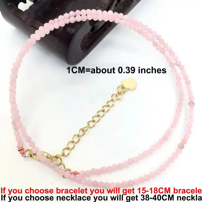 Fashion 2-3mm Faceted stone beads Necklace bracelet Pink Quartz Crystal zircon amethyst Choker Men Female Jewelry Party Gift - AMULET RING STORE