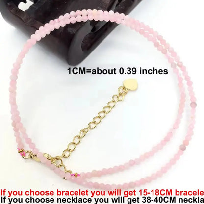 Fashion 2-3mm Faceted stone beads Necklace bracelet Pink Quartz Crystal zircon amethyst Choker Men Female Jewelry Party Gift - AMULET RING STORE
