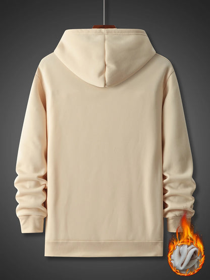 Men's Autumn/Winter Casual Fashion Warm Alphabets Pattern Printed Loose Thick Velvet Hoodie+Sports Pants Set