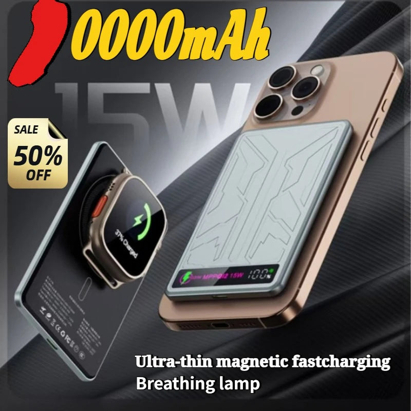 10000mAh CCC 3C Magsafe Power Bank Magnetic Wireless Phone Charger External Battery 20W Fast Charging for IPhone 16 15 - AMULET RING STORE