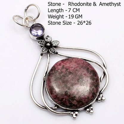 Genuine  Agate Labradorite Jasper Turquoise Rose Quartz Pendant