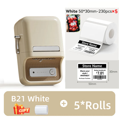 NIIMBOT B21/B1 Portable Thermal Printer 1500mAh Wireless Sticker Printer With Self-adhesive Labels For Barcode Clothing Jewelry