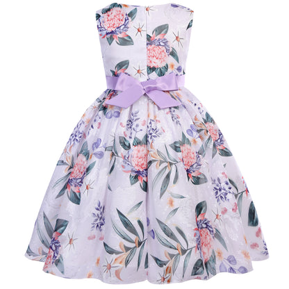 Sweet style children's dress, a dress with bow patterns suitable for middle-aged to older children, a flower girl style fashion