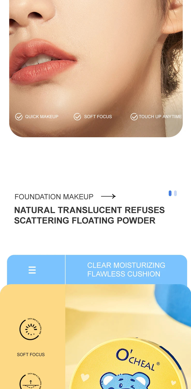 OCHEAL Natural Moisturizing Liquid Foundation Concealer BB Cream Air Cushion Whitening Oil-control Makeup Cosmetics BB Cream - AMULET RING STORE